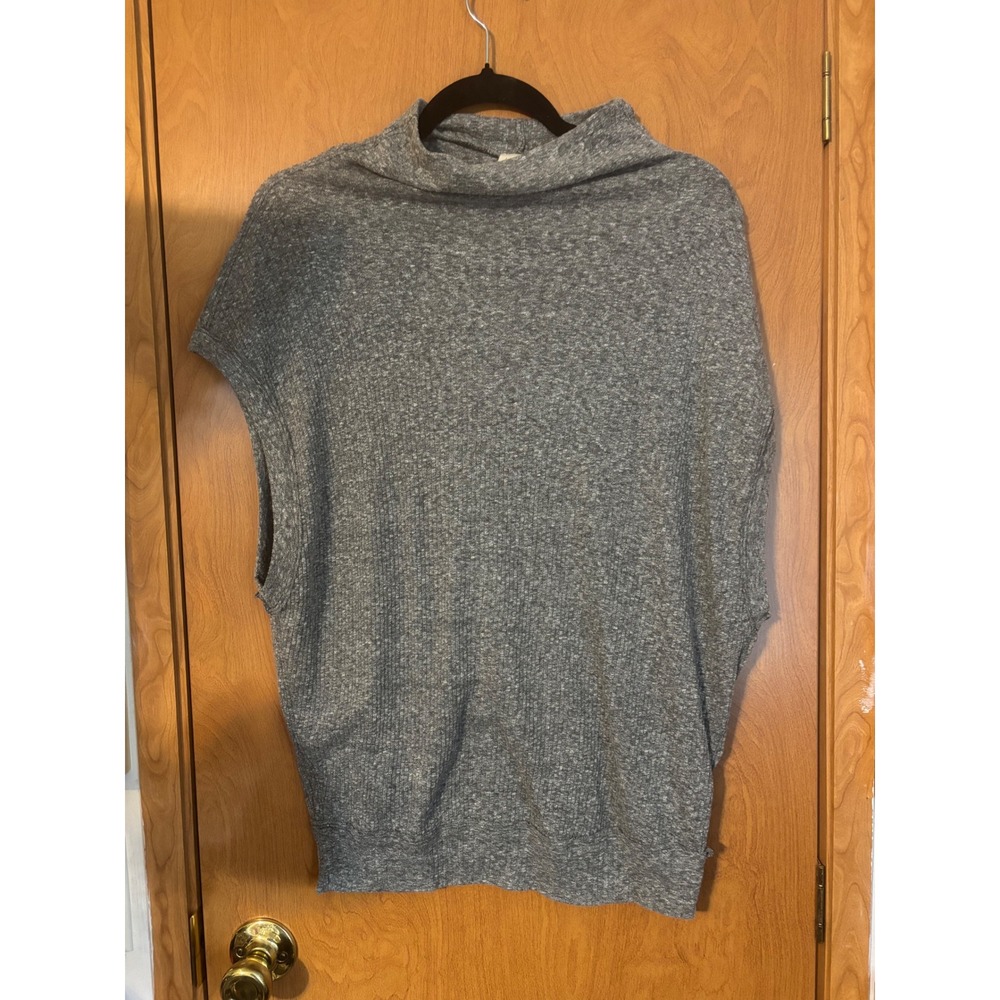 We The Free Free People Grey Marl Funnel Neck Sleeveless Knit Top Slouchy- M